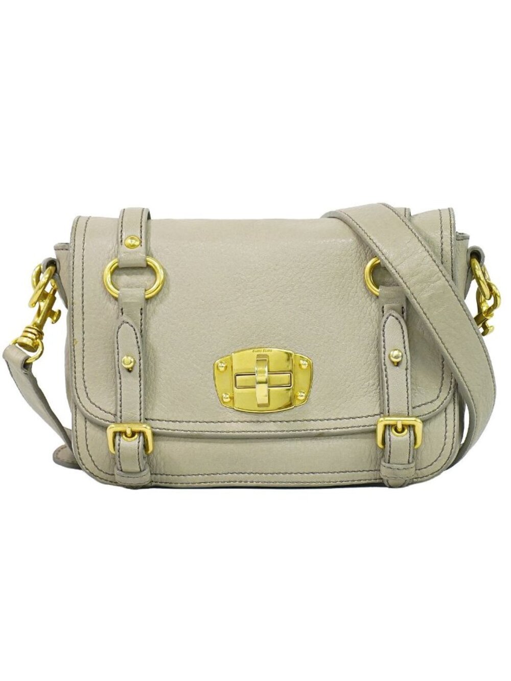 Miu Miu Leather Shoulder Bag Pochette Gray